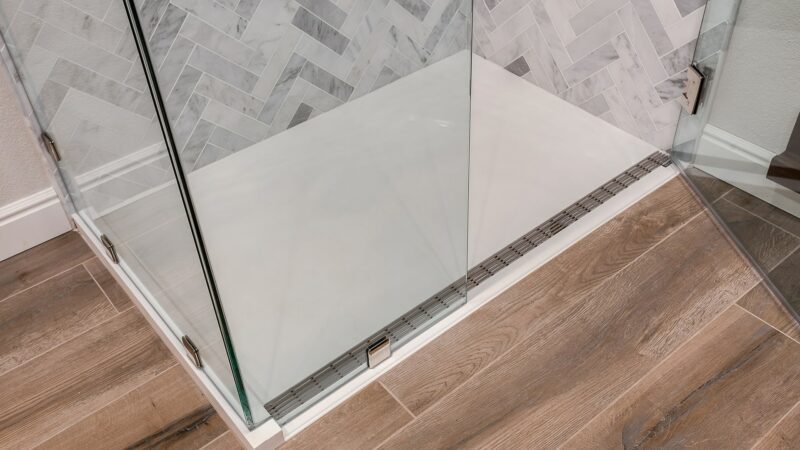 luxury tile and zero-entry curbless shower base by Encompass Shower Bases