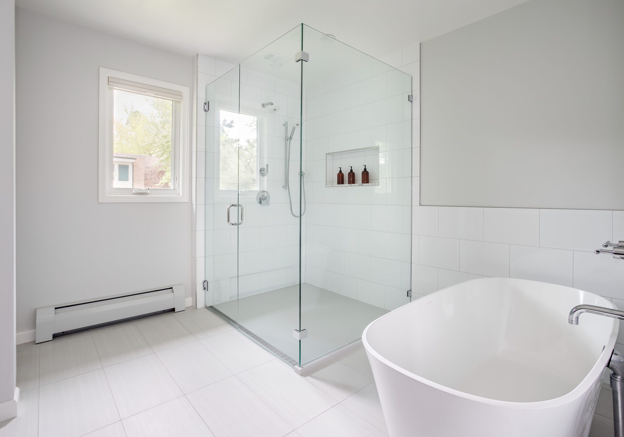 Beautiful Luxury Bathrrom with Curbless Shower Base from Encompass Shower Bases